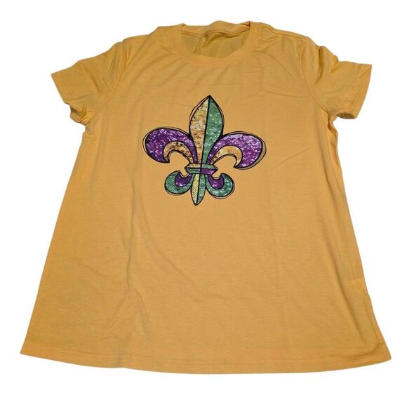 Mardi Gras Fleur-de-Lis T-Shirt and Luggage Tag Set - Picture 2 of 3